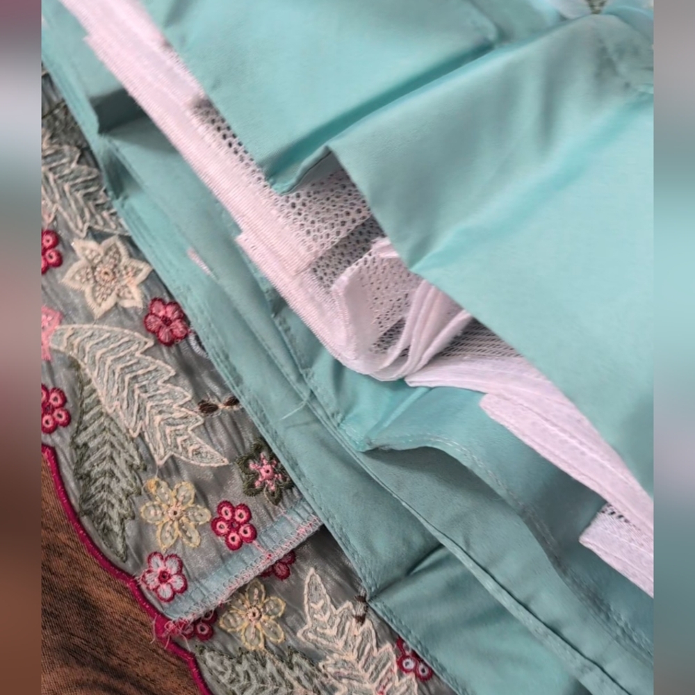 Beautiful Indian wedding embroidered floral | Pastel Blue color Lehenga choli - Picture 11 of 15